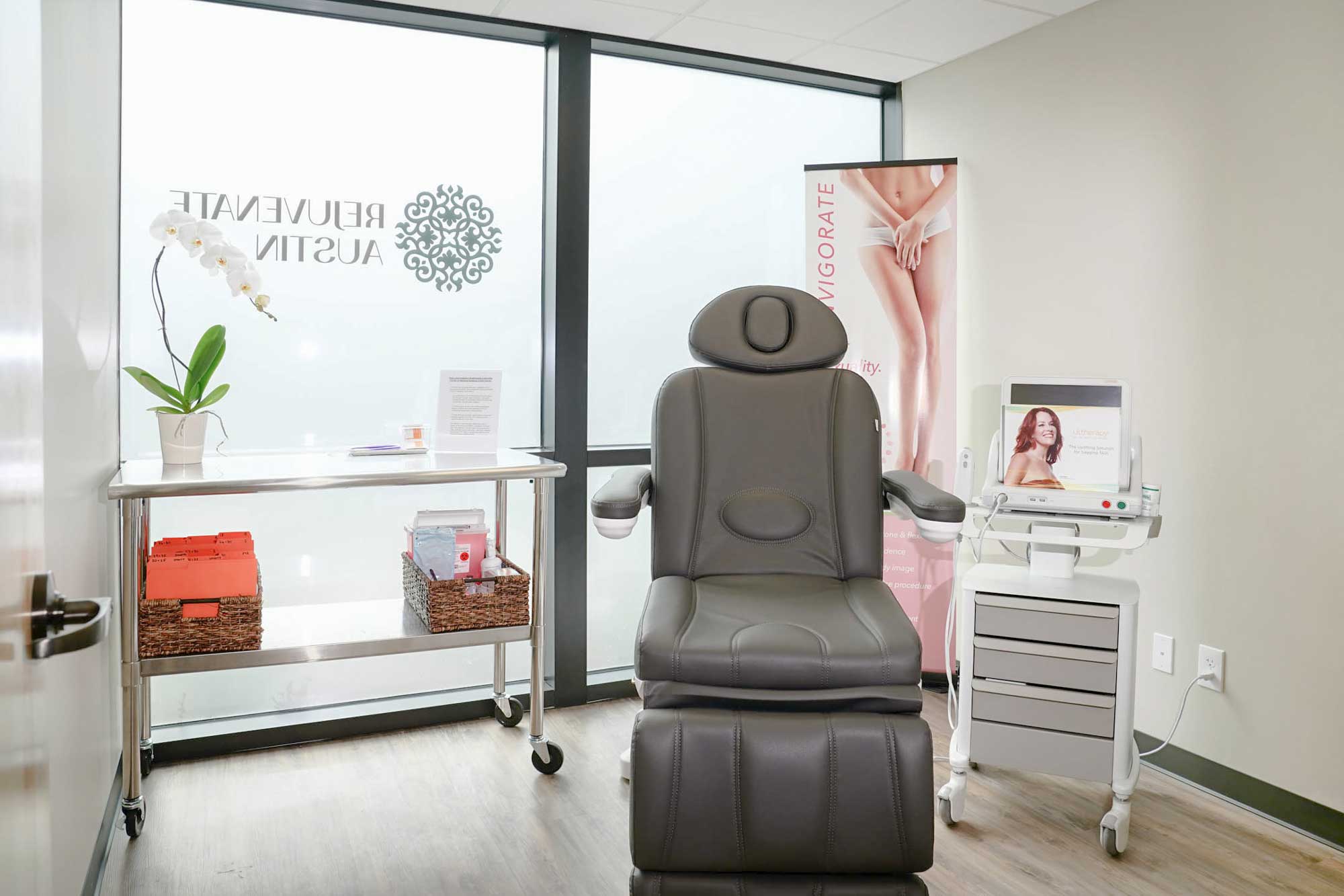 vaginal rejuvenation room with a chair