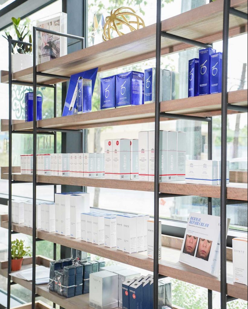 shelf with a rejuvenate austin products